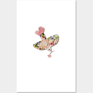 flower bird card, Paper quilling,  printed card Posters and Art